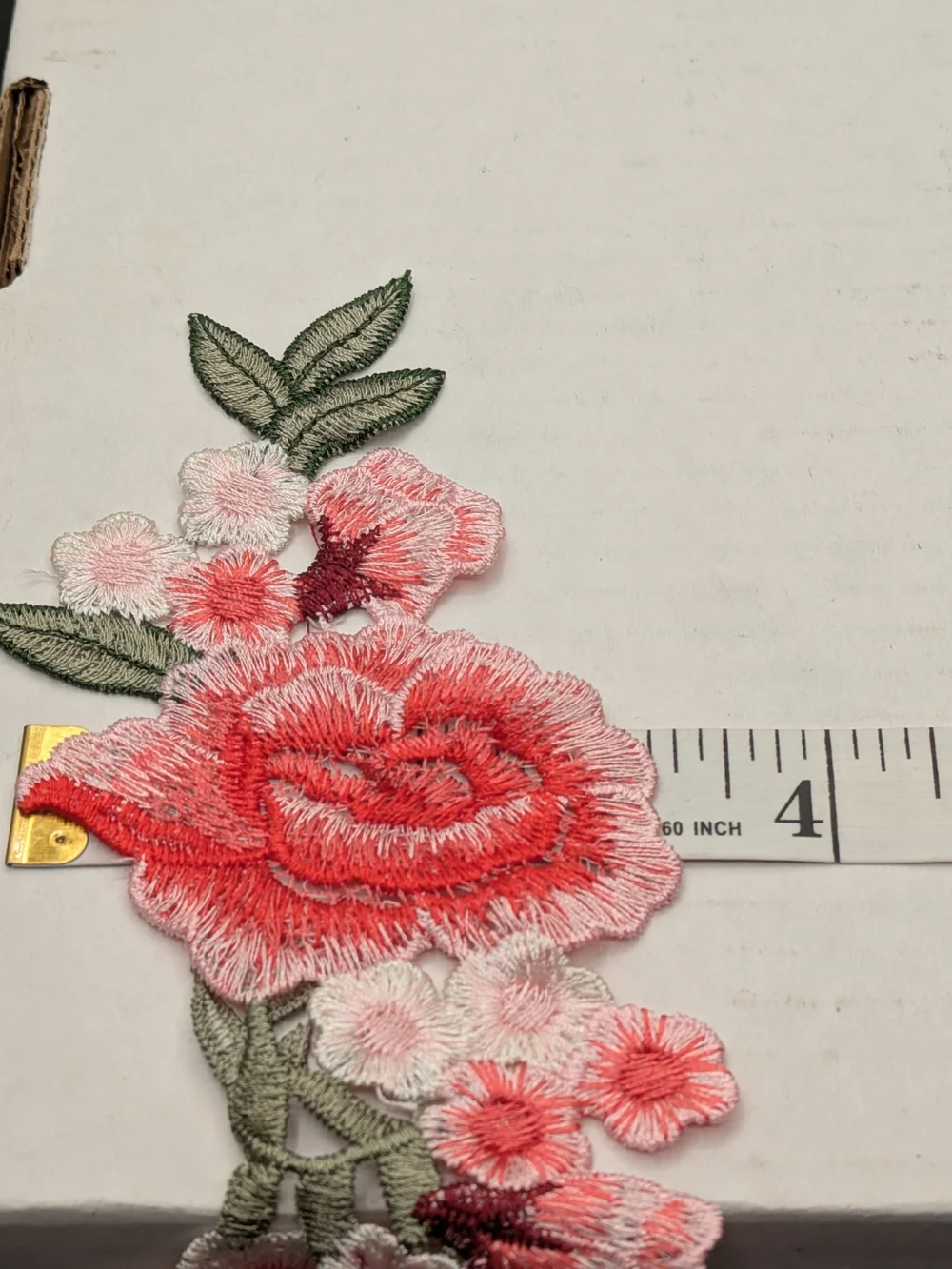 Floral Red & Pink Embroidered Applique Trim